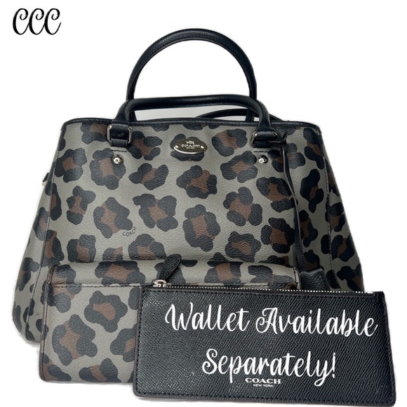 COACH SMALL MARGOT CARRYALL IN OCELOT PRINT F35897 LEOPARD GREY BLACK BAG PURSE - Picture 7 of 7